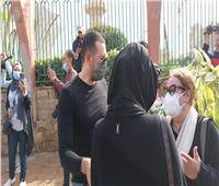 معز مسعود ووفاء عامر وإيمان عبد الغني في تشييع جثمان سهير البابلي