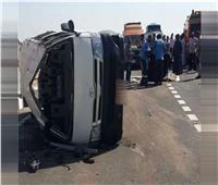 توقف حركة المرور بالطريق الزراعي  بالقليوبية بسبب حادث تصادم 7 سيارات