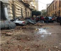 تحطم سيارتين نتيجة انهيار شرفة عقار بمنطقة اللبان غرب الإسكندرية