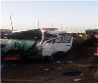 إصابة 10 أشخاص فى اصطدام ميكروباص بربع نقل بطريق شبرا ـ بنها الحر