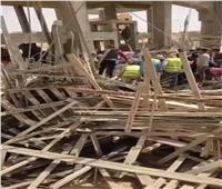 بالفيديو .. انهيار سقف مسجد تحت الإنشاء ببدر
