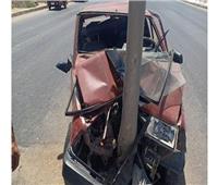 إصابة شخص في حادث تصادم سيارة ملاكي بعمود إنارة بالمنيا
