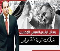 إنفوجراف| رسائل الرئيس السيسي للمصريين بذكرى ثورة 23 يوليو