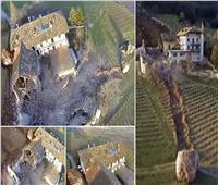 بالفيديو| صخرة ضخمة تدمر منزلا تاريخيًا عمرة 300 عام في إيطاليا 