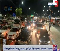 مسيرات بالسيارات في ميادين مصر لدعم الدولة والرئيس السيسي| فيديو