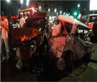إصابة 11 شخص في حادث تصادم بين سيارتين بالمنيا
