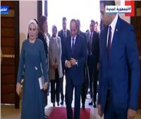 لحظة وصول الرئيس السيسي وقرينته احتفالية المرأة المصرية والأم المثالية