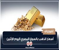 إنفوجراف| أسعار الذهب بالسوق المصري خلال تعاملات الإثنين 