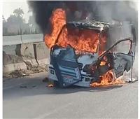ننشر الصور الأولى من حريق سيارة ميكروباص بمدينة الخانكة 