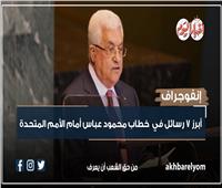 إنفوجراف| أبرز 7 رسائل في خطاب محمود عباس أمام الأمم المتحدة