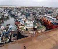 توقف حركة الملاحة والصيد بميناء البرلس لسوء الأحوال الجوية 