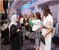 نبيلة مكرم وهبه نصار ولميس نجم يتفقدن معرض تنمية الأسرة المصرية بالعلمين