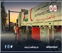 انفوجراف| بالأرقارم مساعدات الهلال الأحمر المصري لغزة 