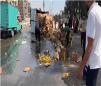 انقلاب سيارة محملة بمواد تموينية بطريق المحلة الكبرى