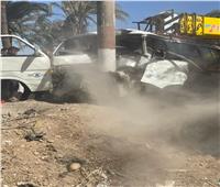إصابة 11 معلم ومعلمة فى حادث تصادم ميكروباص بعامود إنارة بسوهاج.. صور