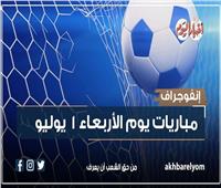 موعد مباريات اليوم الأربعاء 1 يوليو 2026 | إنفوجراف
